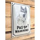 Emaille waakhond bord Husky