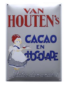Emalj Van Houten's cacao en chocolade