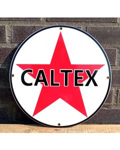 Caltex platt rund emaljskylt