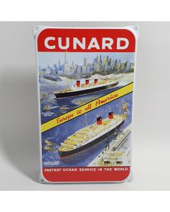Emalj reklamskylt Cunard fastest